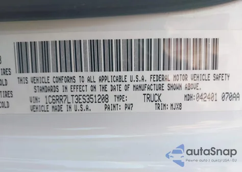 2014 Ram 1500 Slt z USA, uszkodzony, nr VIN 1C6RR7LT3ES351208